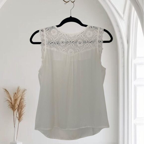 Monteau Coquette White Lace Neck Tank Top L - Picture 1 of 7